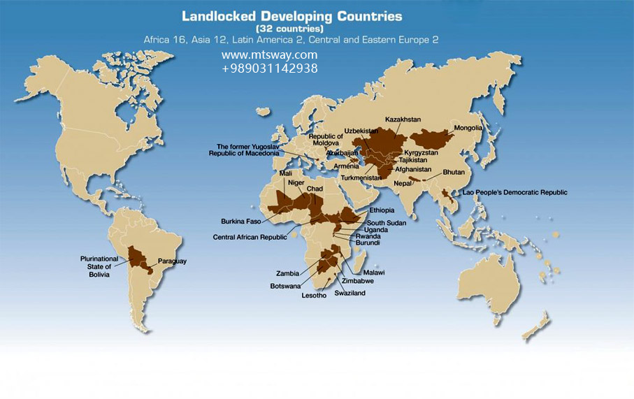 نقشه کشورهای محصور در خشکی